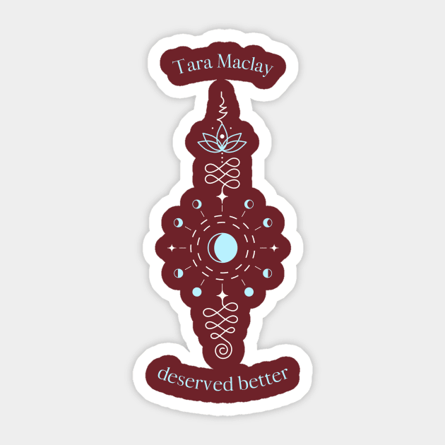 Buffy “Tara Maclay deserved better” quote with magic symbols Sticker by Gorgoose Graphics